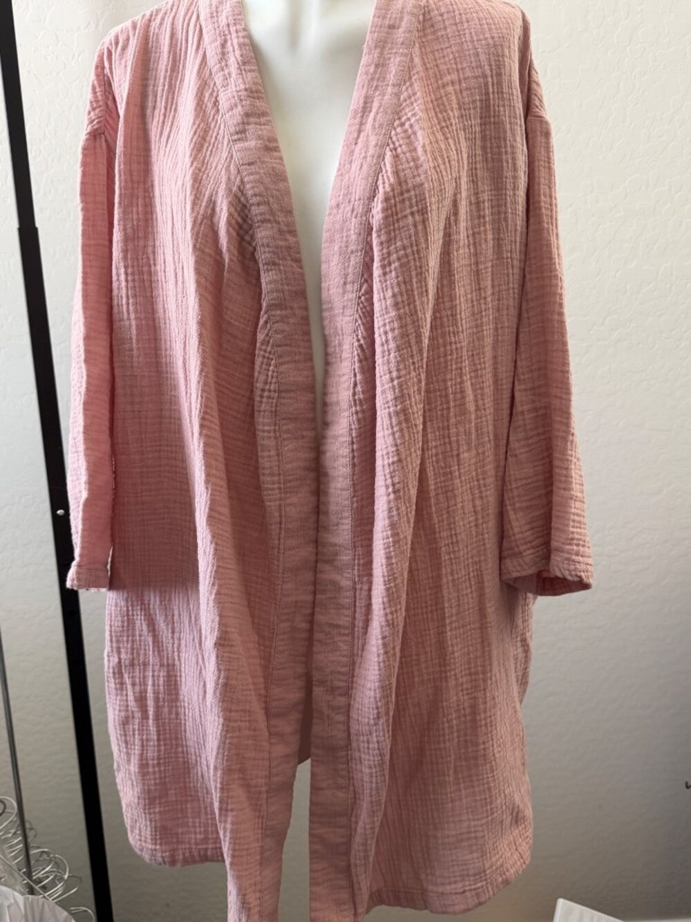 Hanna Andersson Pink Organic Cotton Open Front Long Cardigan Duster Sweater XS